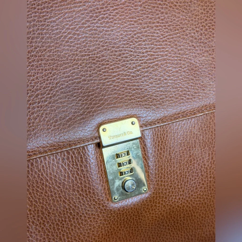 Vintage Tiffany & Co. Brown Leather Briefcase Dial Lock